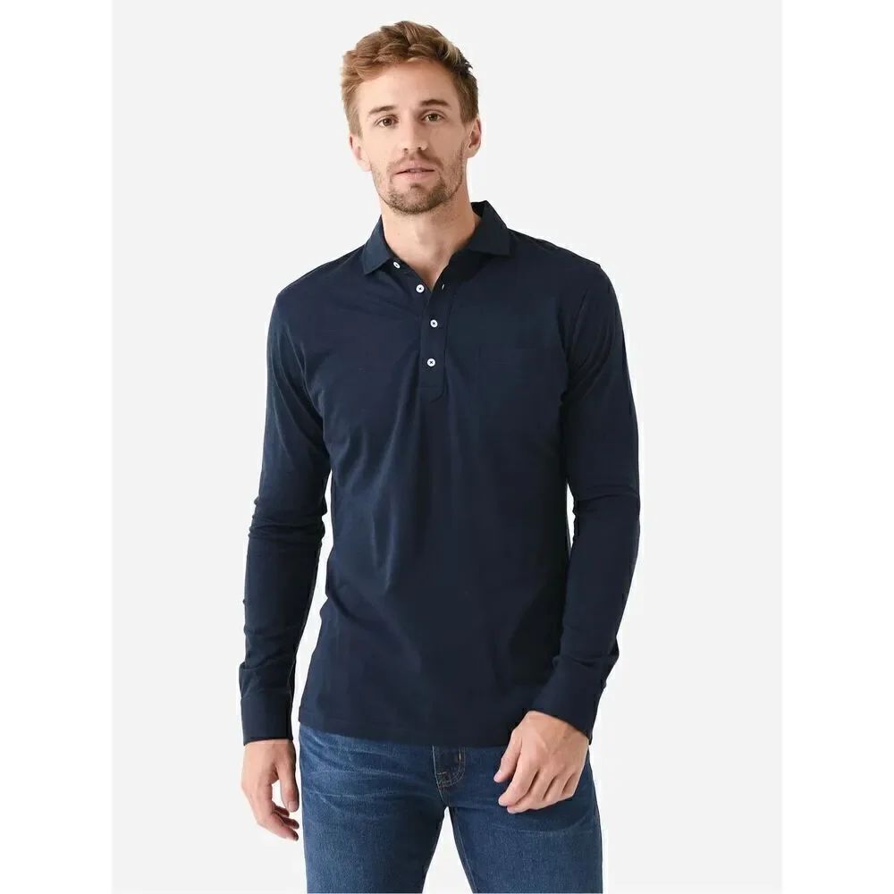 Peter Millar Crown Crafted Men's Amble Long Sleeve Cotton Cashmere Polo